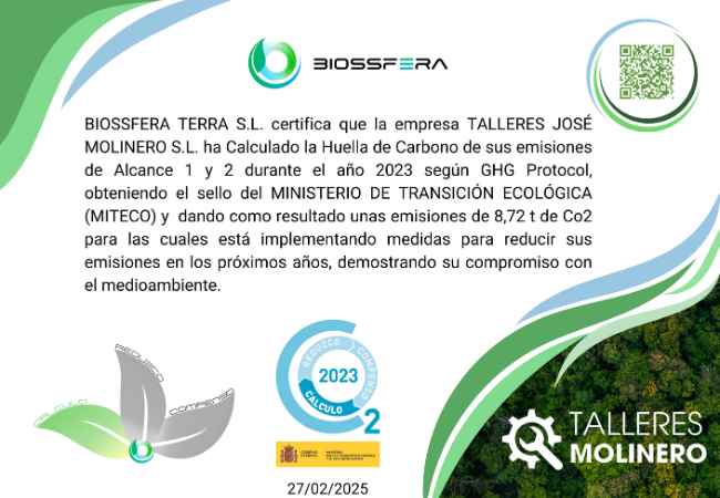Certificado Talleres Molinero